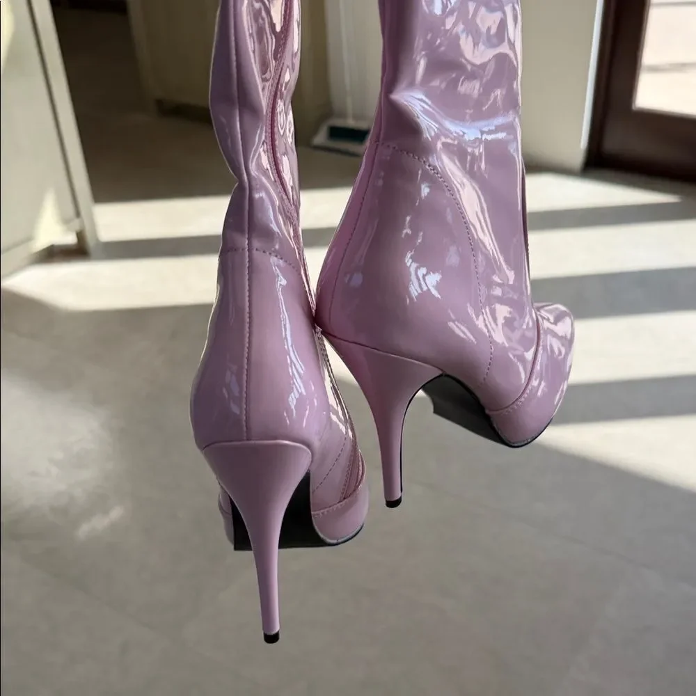 Pleaser Light Pink Over-the-Knee Boots